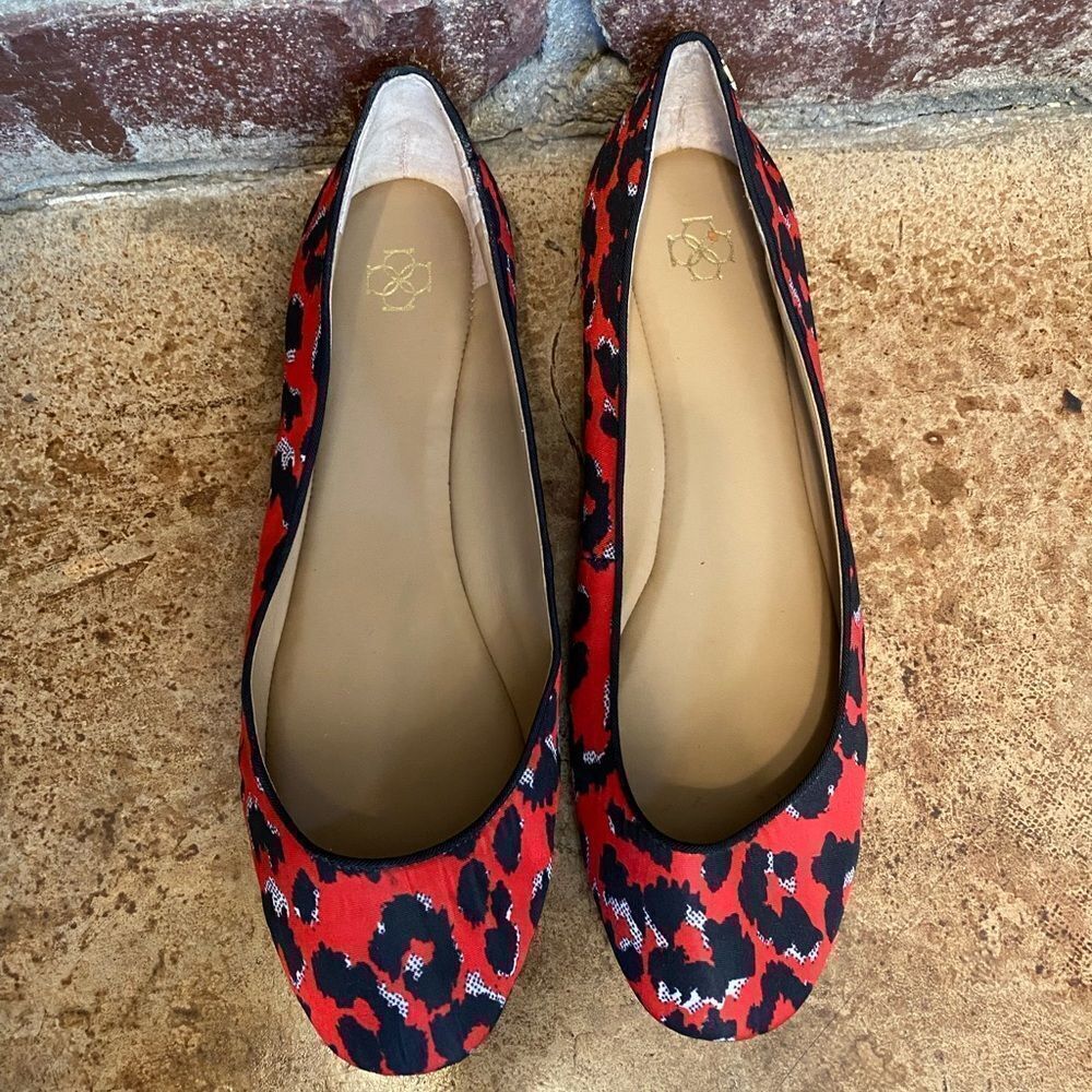 Ann Taylor Red and Black Leopard Print Flats